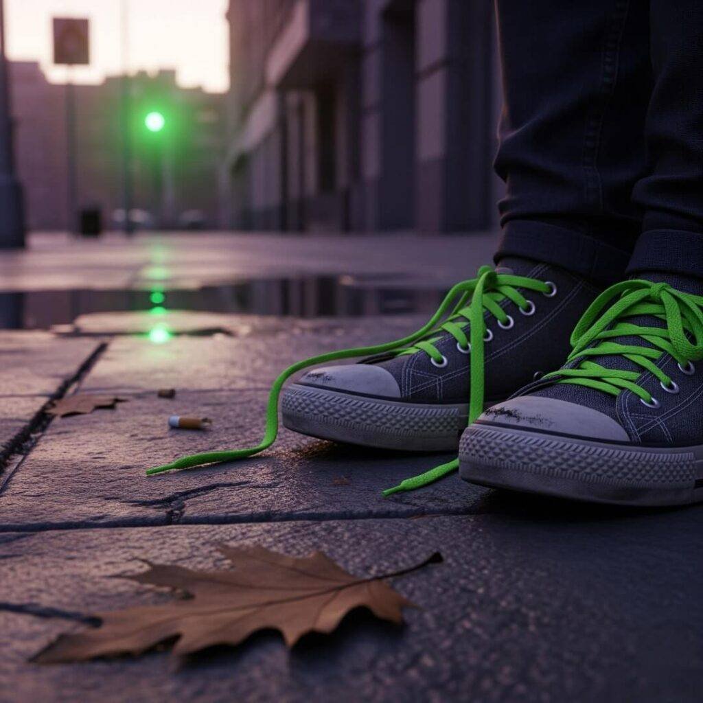 Bittersweet Sneakers - Muted Cityscape with Neon Green