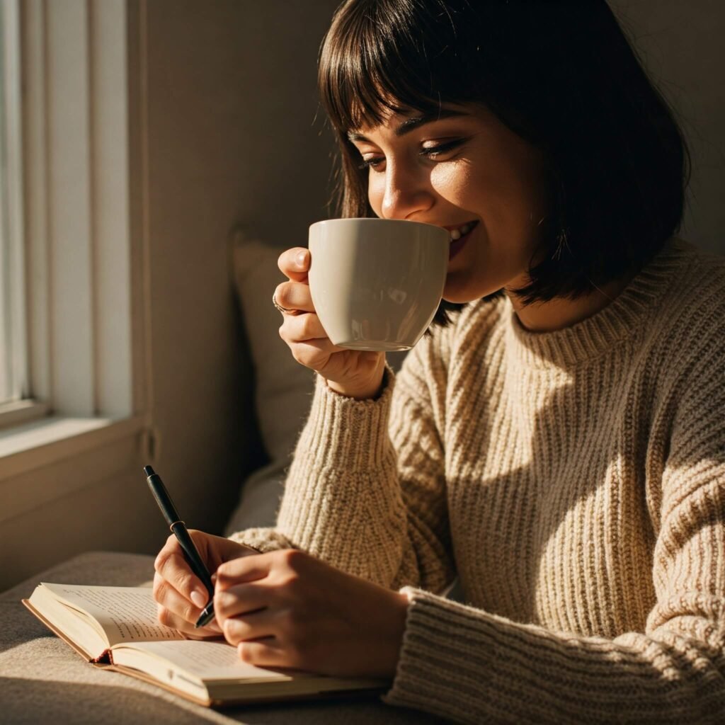 Cozy morning journaling