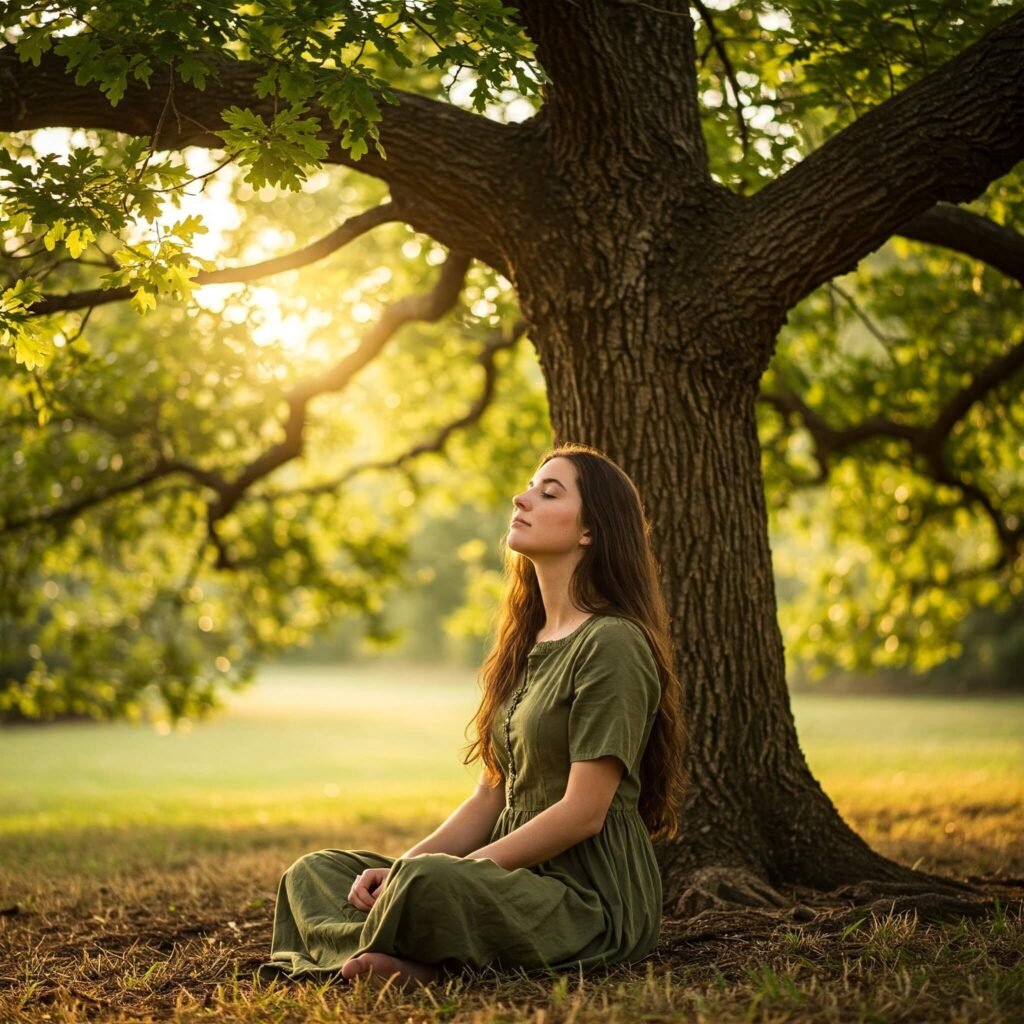 Outdoor tree meditation.