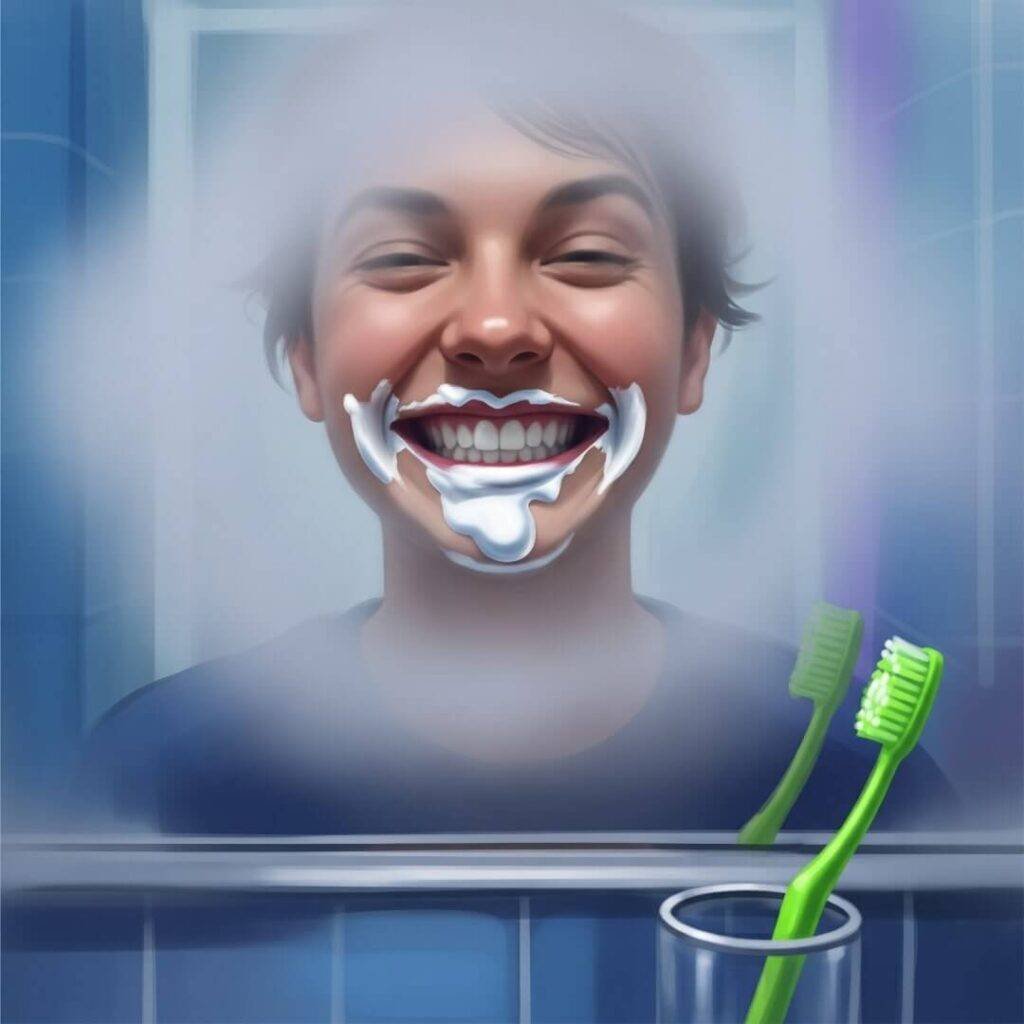 An impressionistic digital painting of a person with a goofy grin