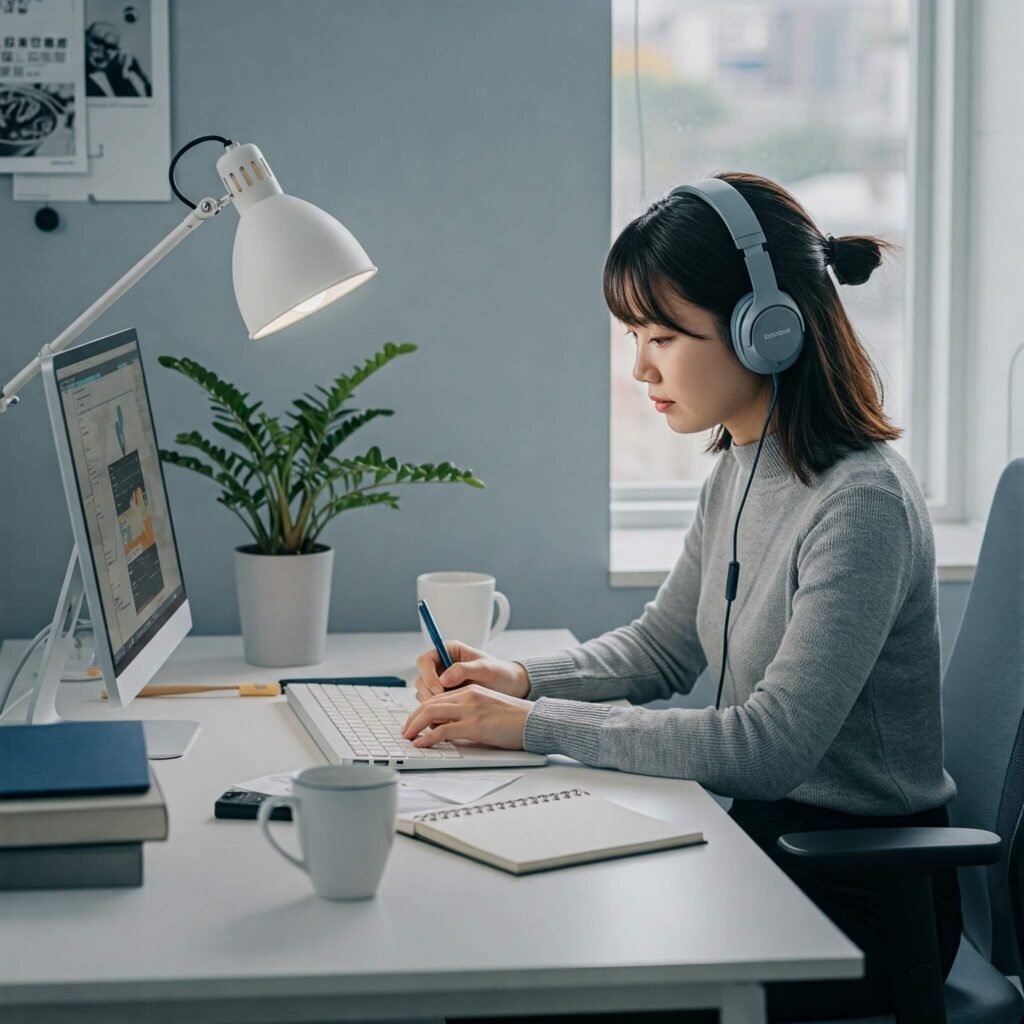 Focused Work Headphones Desk
