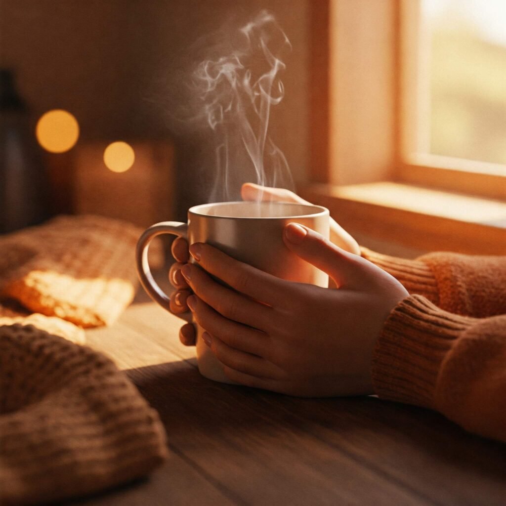 Warm drink mindfulness.