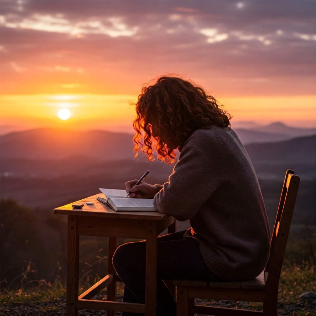Journaling at sunrise: New beginnings.
