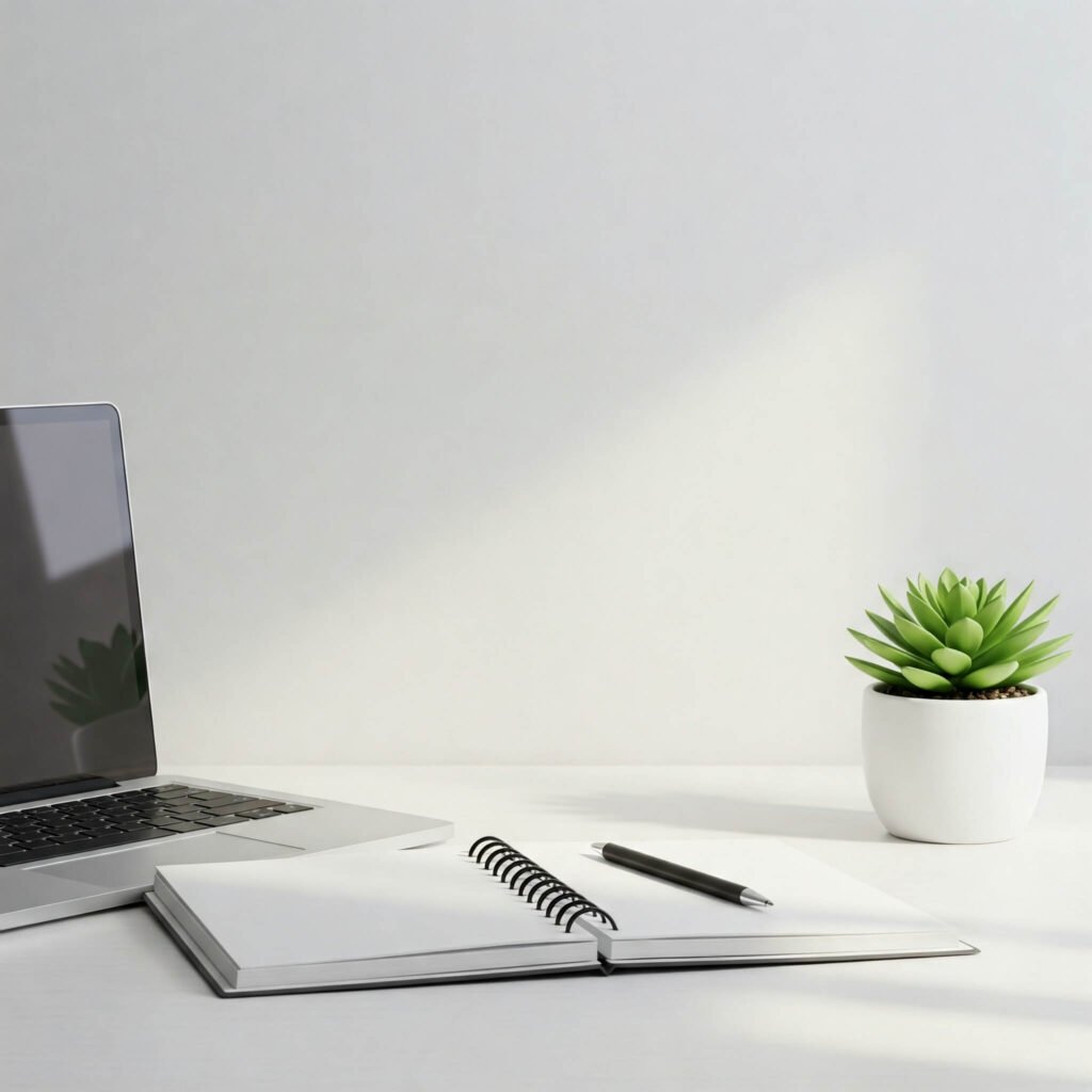 Minimalist Desk Laptop Plant