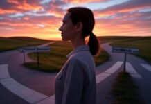 Personal Development vs. Self-Help: Unraveling the Key Differences Person at a crossroads with paths labeled