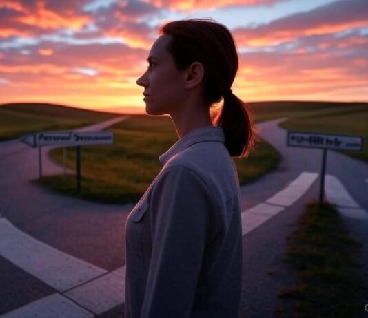 Personal Development vs. Self-Help: Unraveling the Key Differences Person at a crossroads with paths labeled