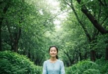 10 Mindfulness Exercises That Reduce Anxiety Instantly Woman meditating peacefully in park with dappled sunlight