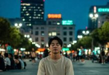 How Mindfulness Can Help You Stay Calm Under Pressure Person meditating cross-legged in city.