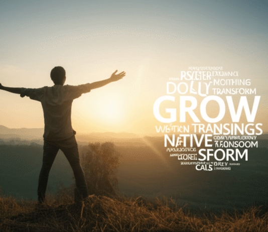 15 Self-Improvement Ideas That Will Transform Your Life Sunrise hilltop figure with motivational words