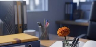 Stress Management Tips: My Chaotic Guide for Busy Professionals Messy Mumbai desk with chai, phone, marigold.
