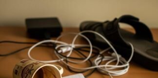 How to Recognize and Stop Burnout Before It Starts Cluttered desk with spilled chai, notebook, phone, and sandal.