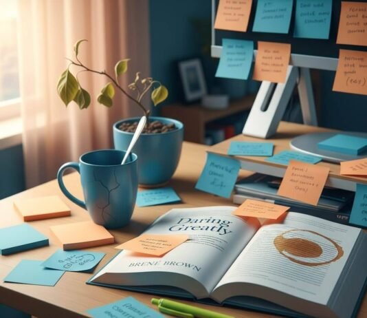 Self-Improvement Isn’t Selfish—Here’s Why It Matters A coffee-stained copy of "Daring Greatly" by Brené Brown